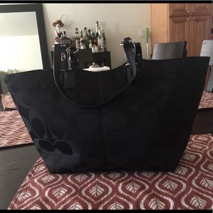 Black Coach Signature Satin Tote